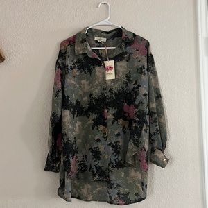 The Samantha Print Collard a button up top